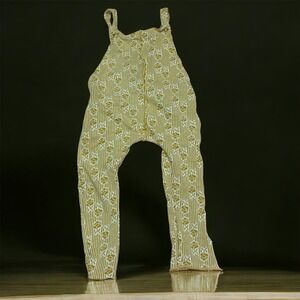 Kids Baby Mustard Yellow Striped Floral Overalls Jumpsuit One Piece Cute